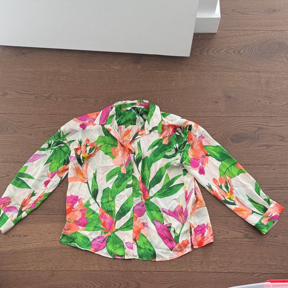 Zara Silk Flowy Floral Shirt